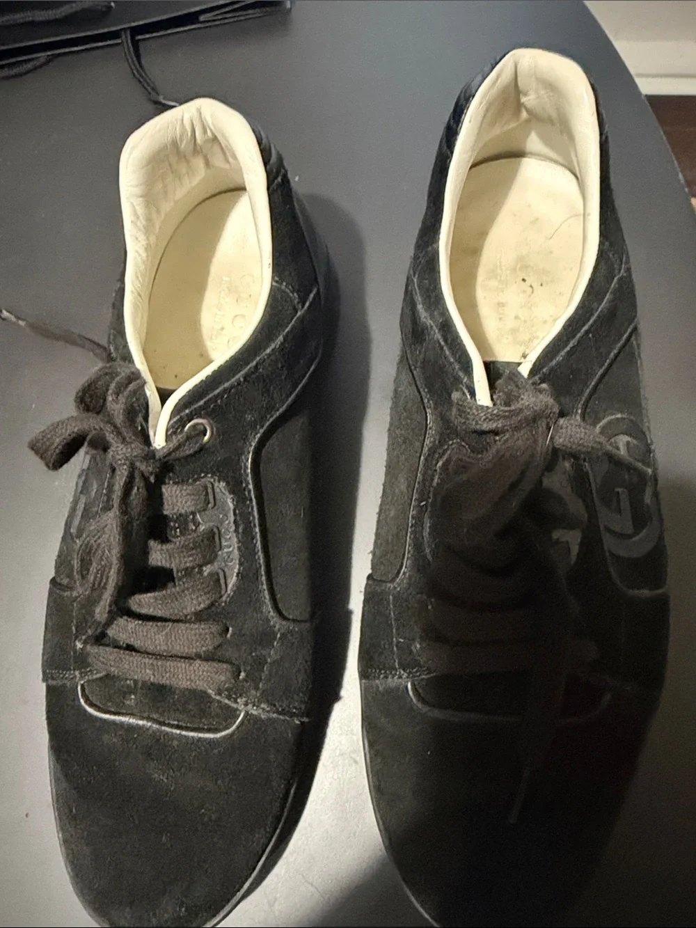 Gucci Black Suede & Leather Low-Top Sneakers